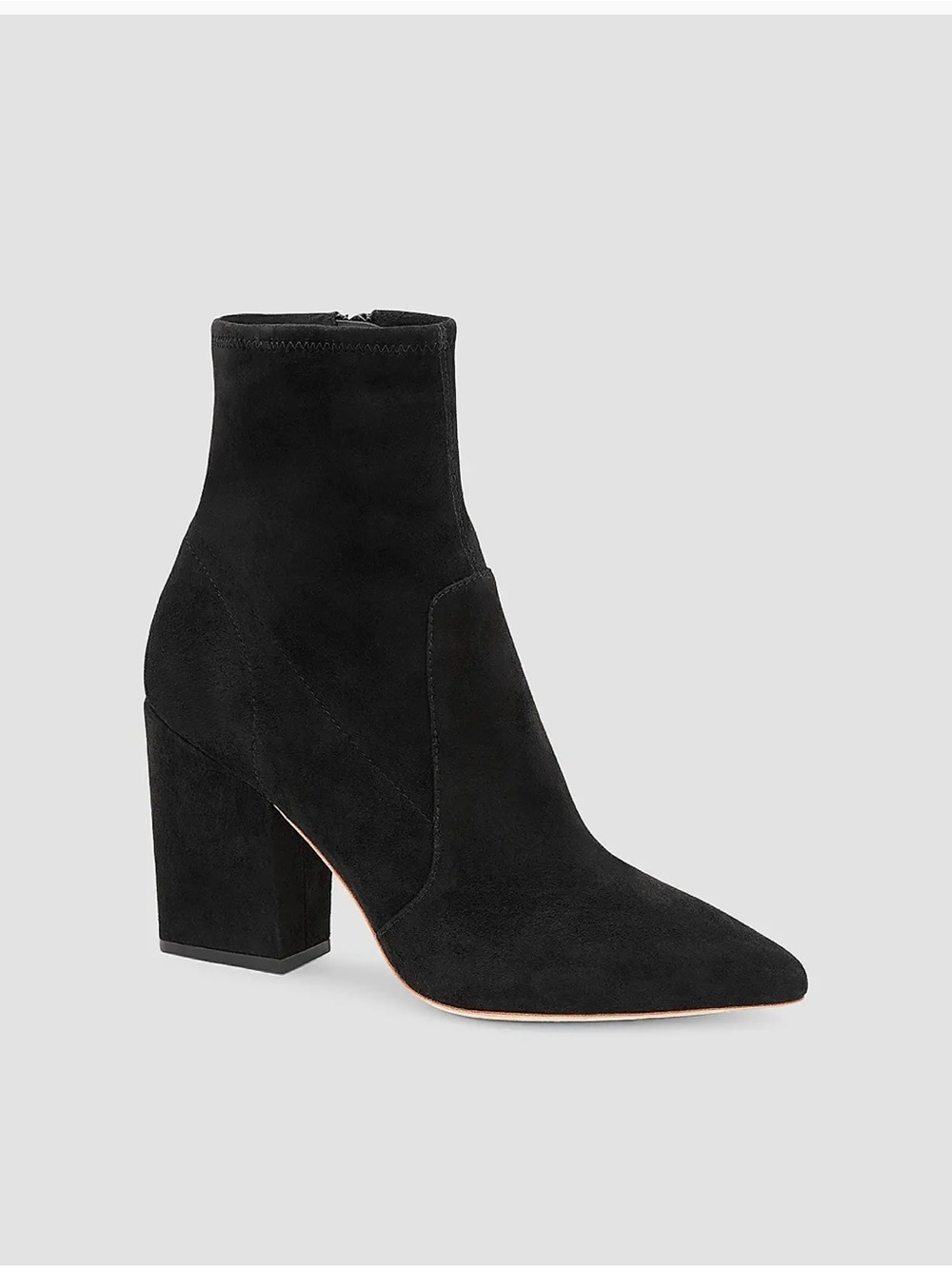 Loeffler Randall ISLA  Black Suede Pointed Toe Block Heel Ankle Booties
